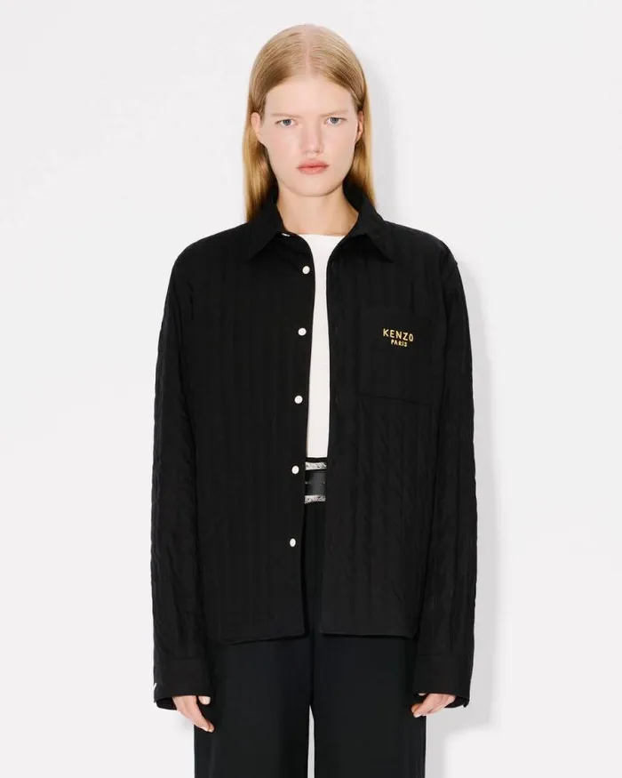 MenWomen 039Lunar New Year039 Genderless Quilted Padded Overshirt In Cotton Poplin Black Kenzo Shirts