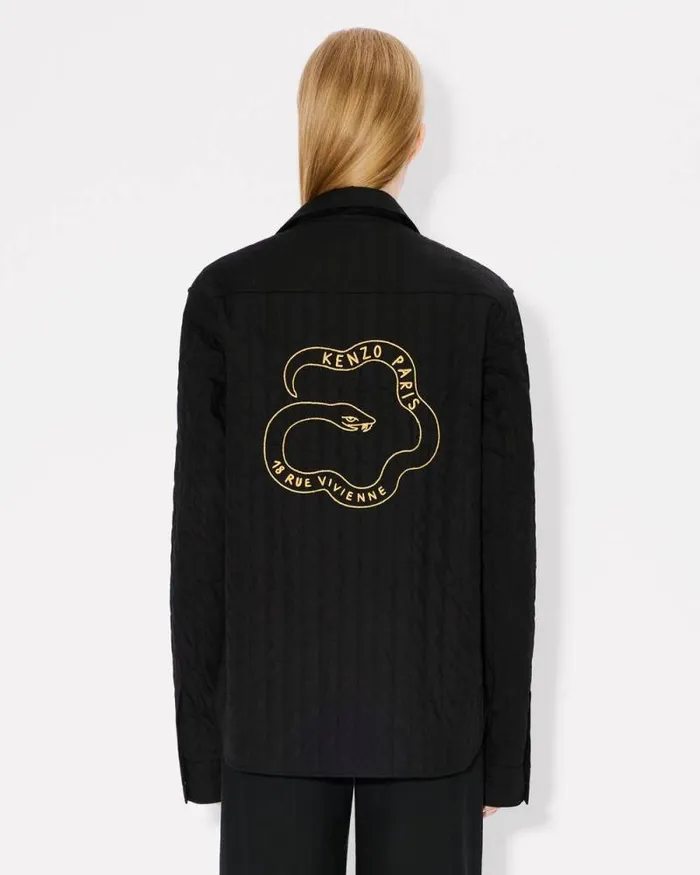 MenWomen 039Lunar New Year039 Genderless Quilted Padded Overshirt In Cotton Poplin Black Kenzo Shirts