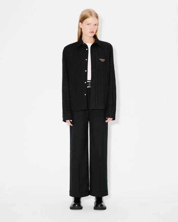 MenWomen 039Lunar New Year039 Genderless Quilted Padded Overshirt In Cotton Poplin Black Kenzo Shirts