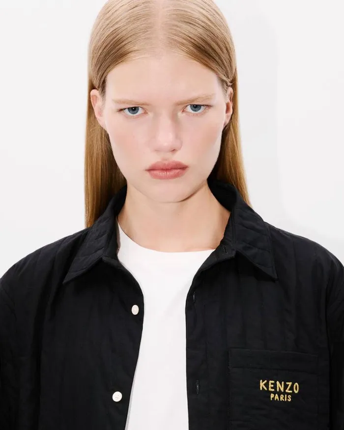 MenWomen 039Lunar New Year039 Genderless Quilted Padded Overshirt In Cotton Poplin Black Kenzo Shirts