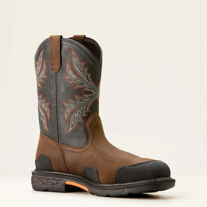 Men Work Boots Ariat OverDrive Wide Square Toe Composite Toe Work Boot Brownrough Stone Men Work Boots Ariat OverDrive Wide Square Toe Composite Toe Work Boot Brownrough Stone