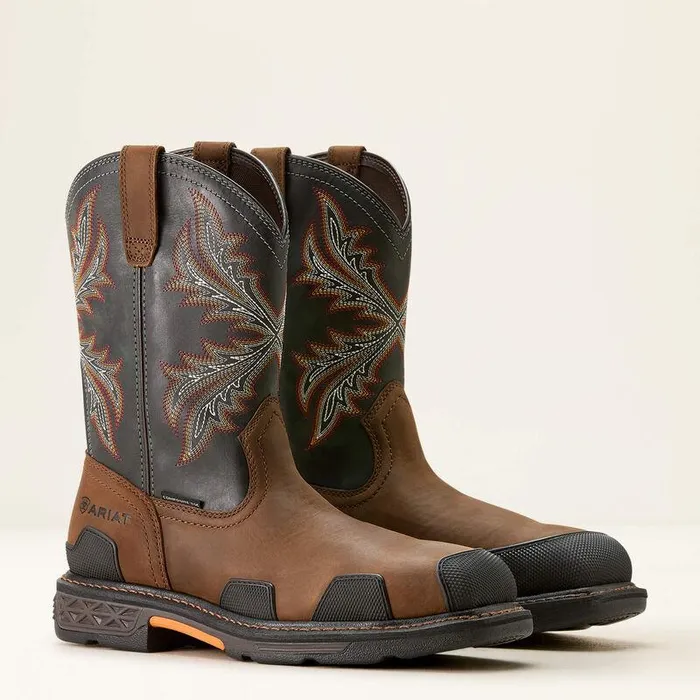 Men Work Boots Ariat OverDrive Wide Square Toe Composite Toe Work Boot Brownrough Stone Men Work Boots Ariat OverDrive Wide Square Toe Composite Toe Work Boot Brownrough Stone