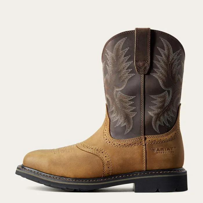 Men Work Boots Ariat Sierra Wide Square Toe Steel Toe Work Boot Aged Bark