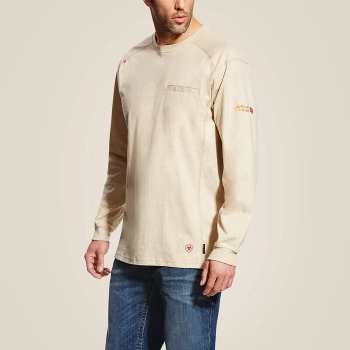Men Workwear Ariat FR Air Crew TShirt Sand Heather