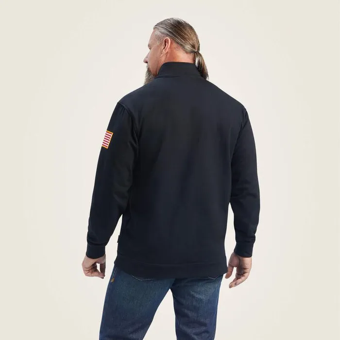 Men Workwear Ariat FR Durastrech Fleece 12 Zip Job Shirt Black Men Workwear Ariat FR Durastrech Fleece 12 Zip Job Shirt Black