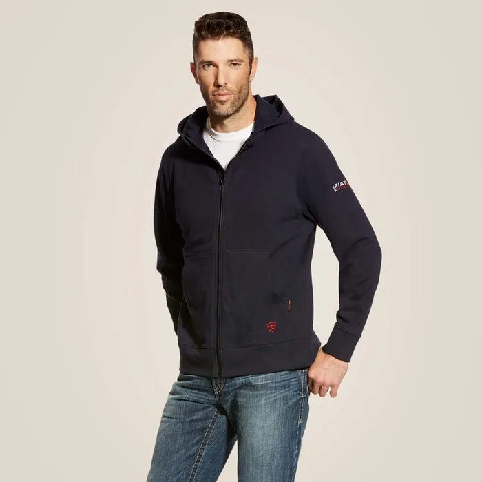 Men Workwear Ariat FR DuraStretch Full Zip Hoodie Navy