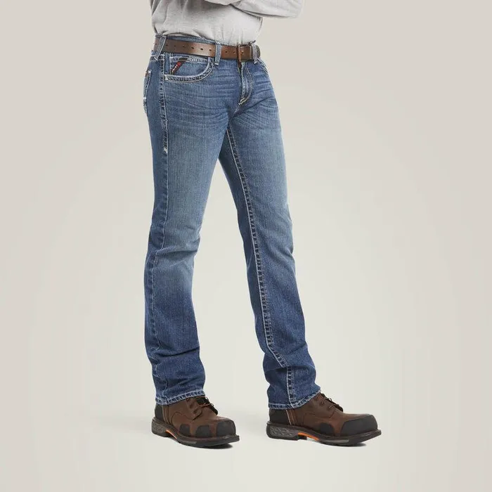Men Workwear Ariat FR M7 DuraStretch Adkins Straight Leg Jean Slate Wash