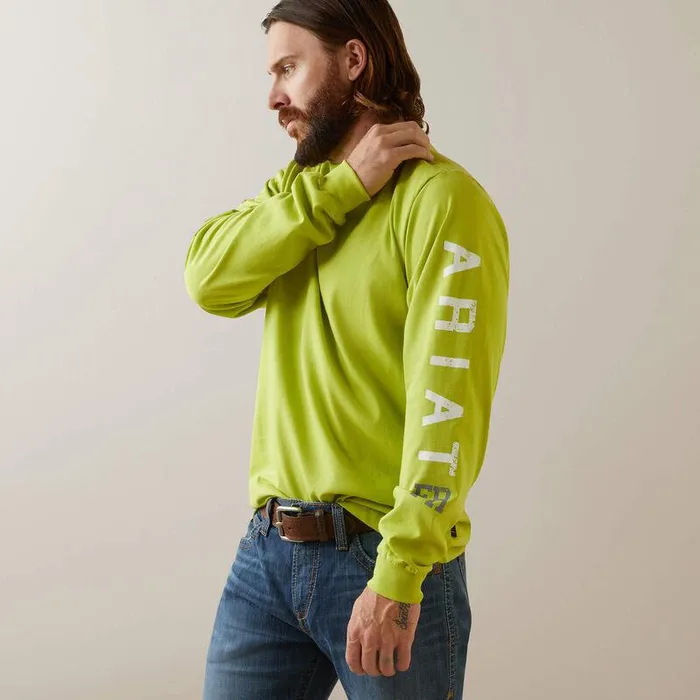 Men Workwear Ariat FR Roughneck Skull Logo TShirt Bright Lime Men Workwear Ariat FR Roughneck Skull Logo TShirt Bright Lime