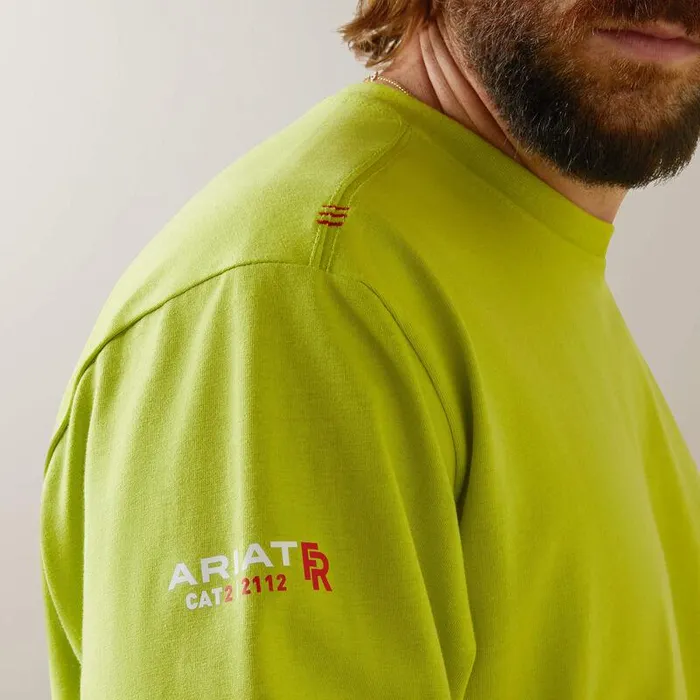 Men Workwear Ariat FR Roughneck Skull Logo TShirt Bright Lime Men Workwear Ariat FR Roughneck Skull Logo TShirt Bright Lime