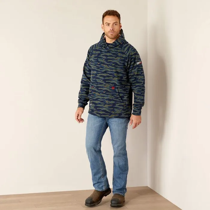 Men Workwear Ariat FR Smoke Hoodie Baritone Blue Camo Men Workwear Ariat FR Smoke Hoodie Baritone Blue Camo