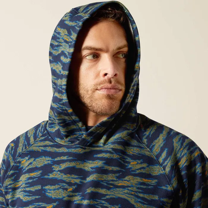 Men Workwear Ariat FR Smoke Hoodie Baritone Blue Camo Men Workwear Ariat FR Smoke Hoodie Baritone Blue Camo