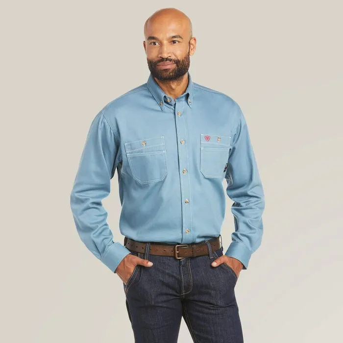 Men Workwear Ariat FR Vented Work Shirt Steel Blue