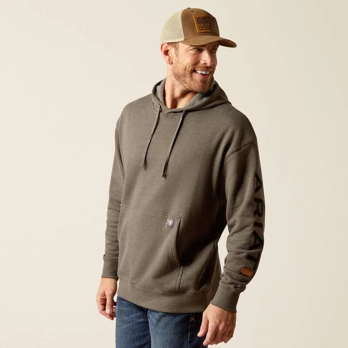 Men Workwear Ariat Rebar Graphic Hoodie Beluga Heatherblack