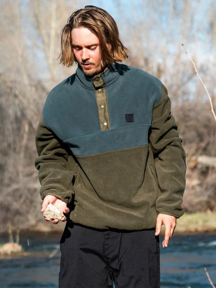 Mens Hoodies and Sweatshirts Volcom Error92 Mock Neck Pullover Sweatshirt 8211 Bison