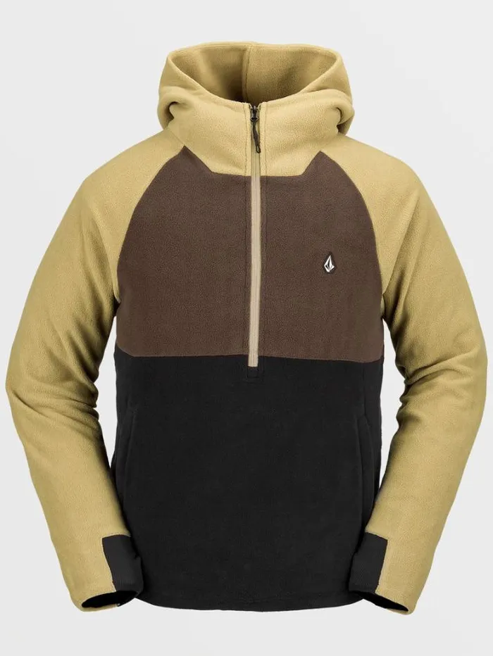 Mens Hoodies and Sweatshirts Volcom Polar Fleece Hooded 12 Zip Pullover 8211 Dark Khaki