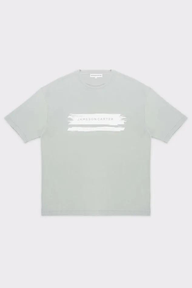 Mens Paint Oversized Stripe TShirt 8211 Sage Jameson Carter TShirts