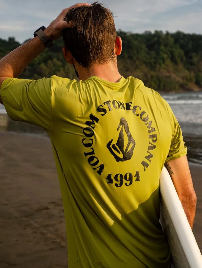 Mens Rashguards Volcom Spray Stone Short Sleeve 8211 Oasis