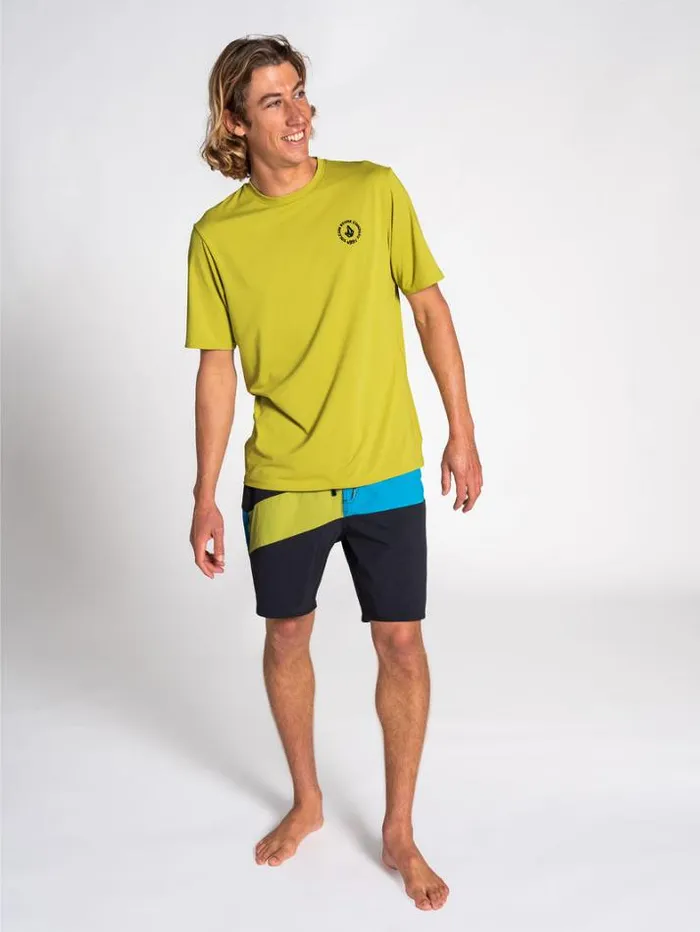 Mens Rashguards Volcom Spray Stone Short Sleeve 8211 Oasis