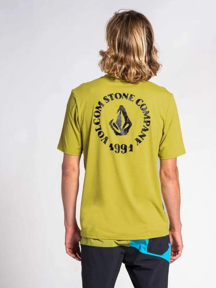 Mens Rashguards Volcom Spray Stone Short Sleeve 8211 Oasis
