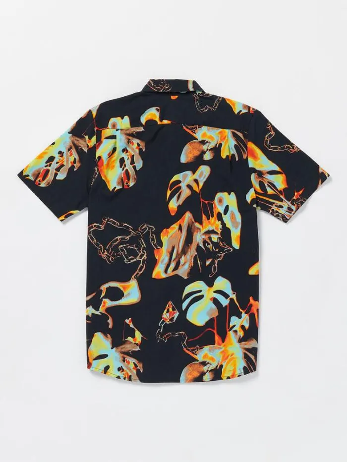 Mens Shirts and Flannels Volcom Paradise Bound Woven Short Sleeve Shirt 8211 Black