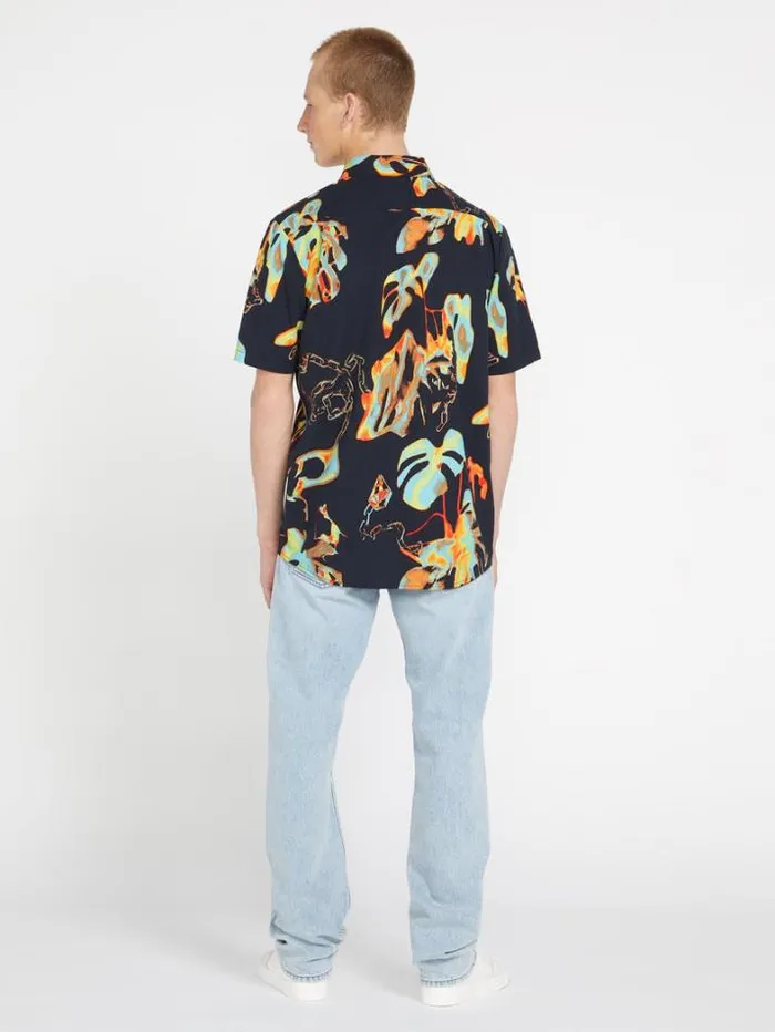 Mens Shirts and Flannels Volcom Paradise Bound Woven Short Sleeve Shirt 8211 Black