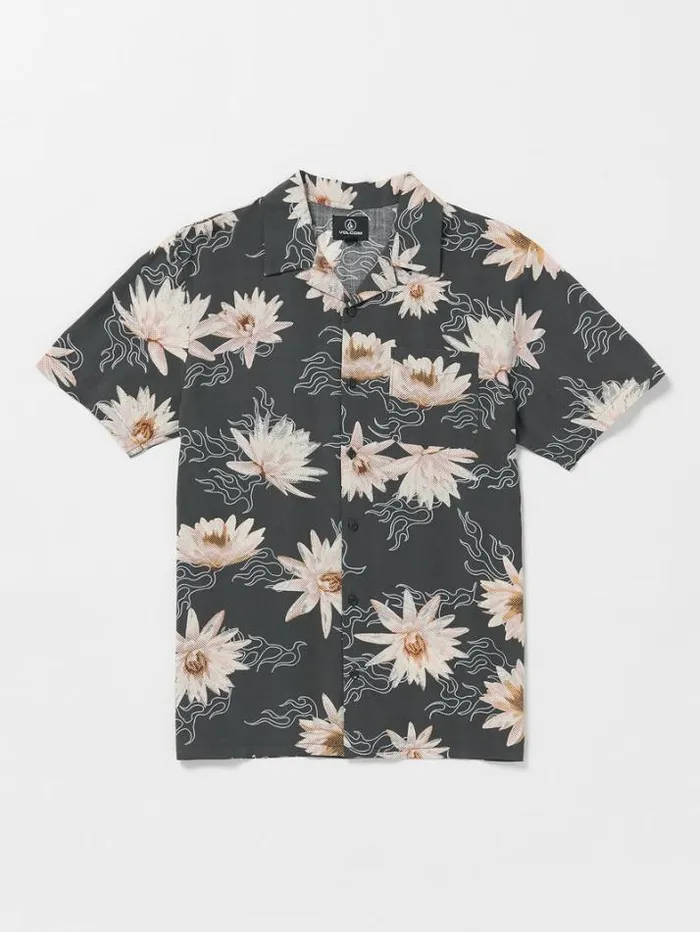 Mens Shirts and Flannels Volcom Shaken Stirred Woven Short Sleeve Shirt 8211 Stealth