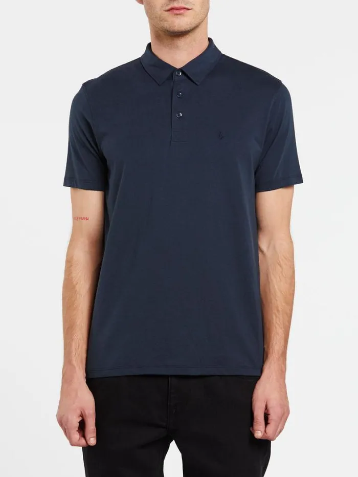 Mens Shirts and Flannels Volcom Wowzer Polo Short Sleeve 8211 Navy
