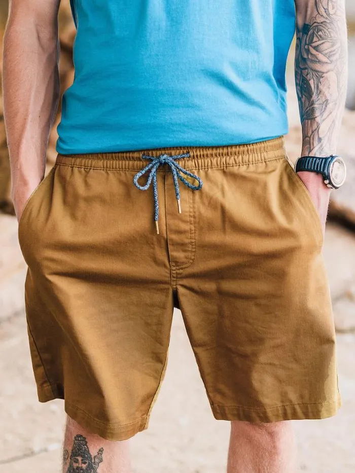Mens Shorts Volcom Frickin Elastic Waist Shorts 8211 Dark Khaki
