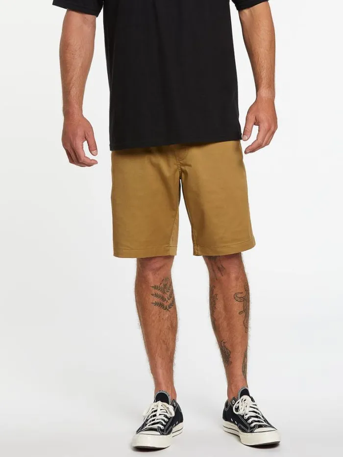 Mens Shorts Volcom Frickin Elastic Waist Shorts 8211 Dark Khaki