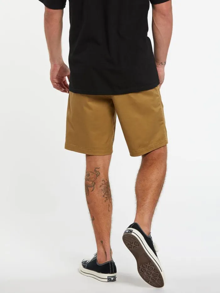 Mens Shorts Volcom Frickin Elastic Waist Shorts 8211 Dark Khaki