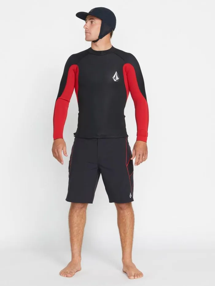 Mens Wetsuits Volcom Surf Vitals Jack Robinson 2MM UPF 50 Wetsuit Jacket 8211 Black