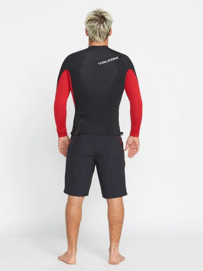 Mens Wetsuits Volcom Surf Vitals Jack Robinson 2MM UPF 50 Wetsuit Jacket 8211 Black