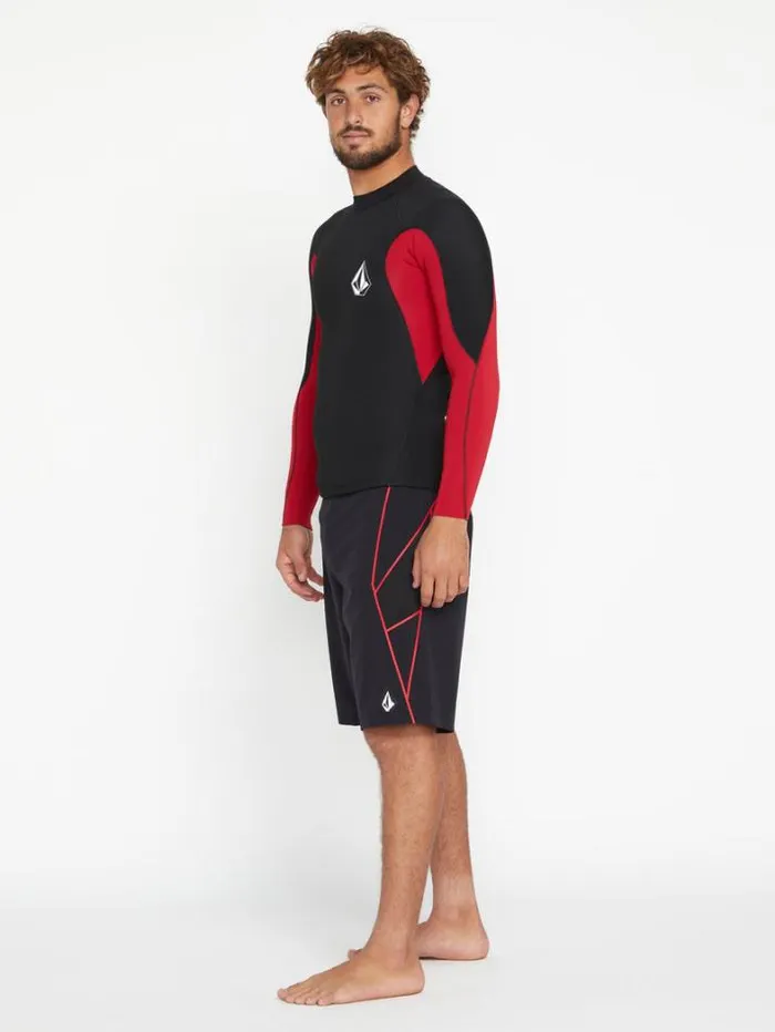 Mens Wetsuits Volcom Surf Vitals Jack Robinson 2MM UPF 50 Wetsuit Jacket 8211 Black