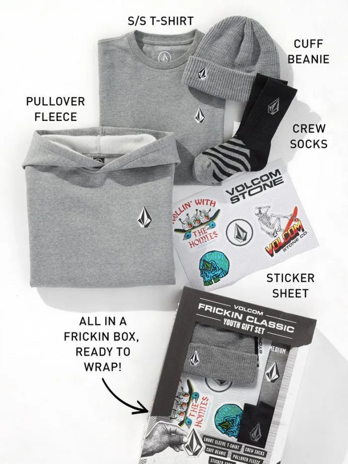 MensWomensKids Stickers Volcom 2023 Frickin Classic Gift Set 8211 Heather Grey MensWomensKids Stickers Volcom 2023 Frickin Classic Gift Set 8211 Heather Grey