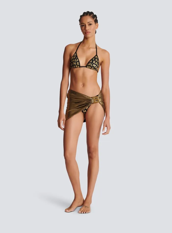 Metallic B Sarong Gold Women Balmain Swimwear