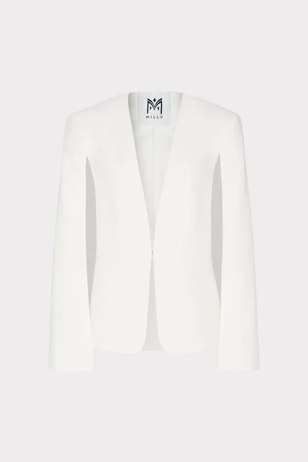 Milly Astrid Cape Blazer White Women Coats and Jackets