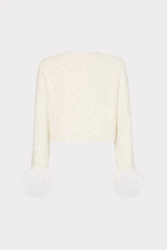 Milly Aya Beaded Tweed Jacket White Women Coats and Jackets Milly Aya Beaded Tweed Jacket White Women Coats and Jackets