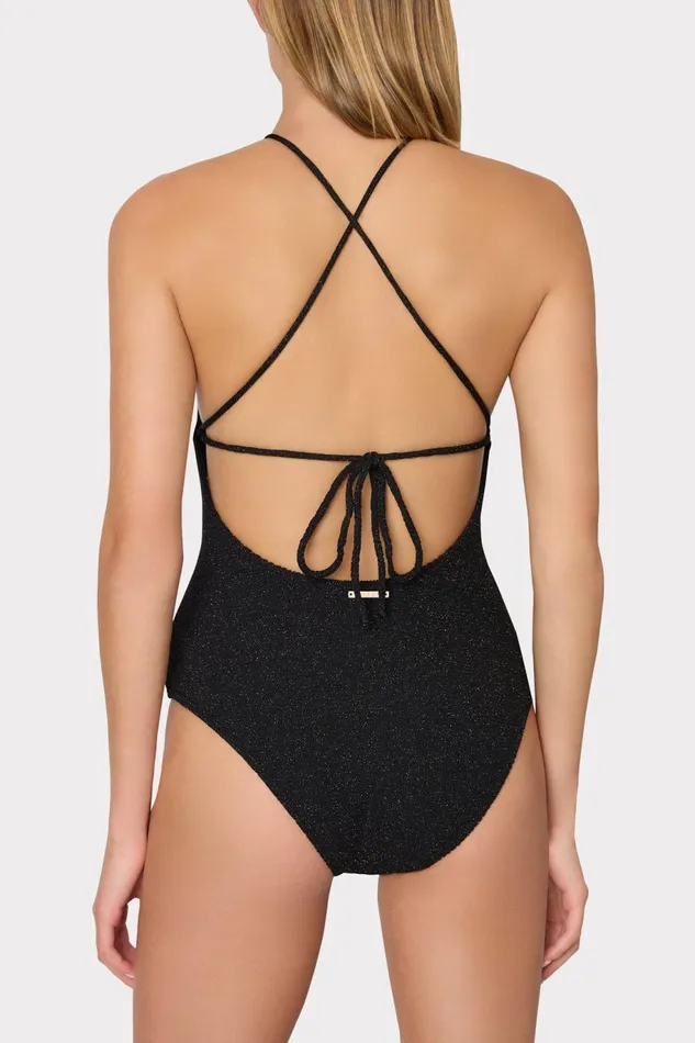 Milly Cannes Beaded Strap One Piece Blackgold Women Swim and Coverups Milly Cannes Beaded Strap One Piece Blackgold Women Swim and Coverups