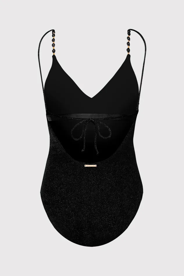 Milly Cannes Beaded Strap One Piece Blackgold Women Swim and Coverups Milly Cannes Beaded Strap One Piece Blackgold Women Swim and Coverups