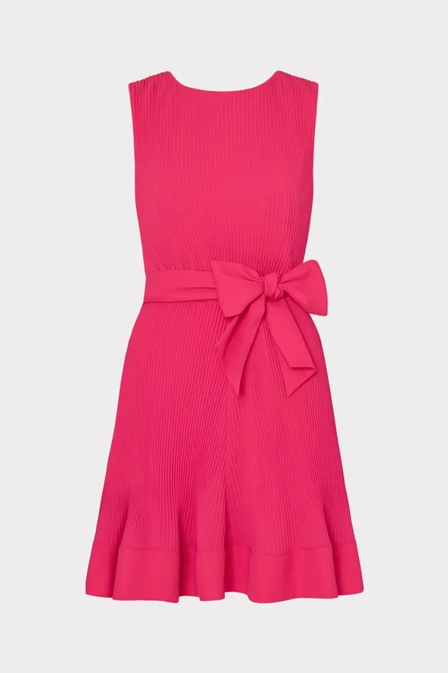 Milly Carreen Pleated Mini Dress Milly Pink Women Dresses