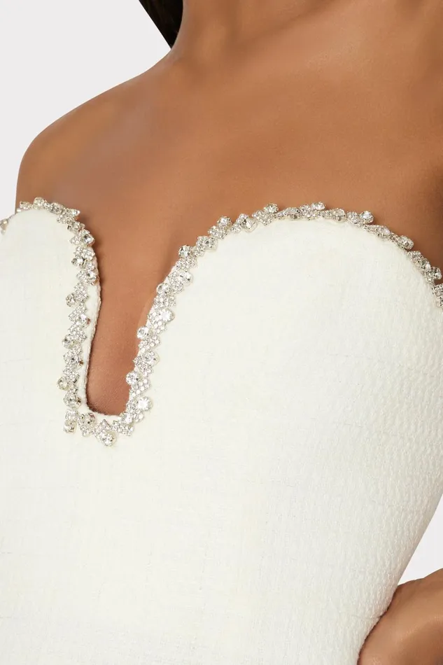 Milly Emelia Boucle Strapless Midi Dress Ecru Women Dresses Milly Emelia Boucle Strapless Midi Dress Ecru Women Dresses