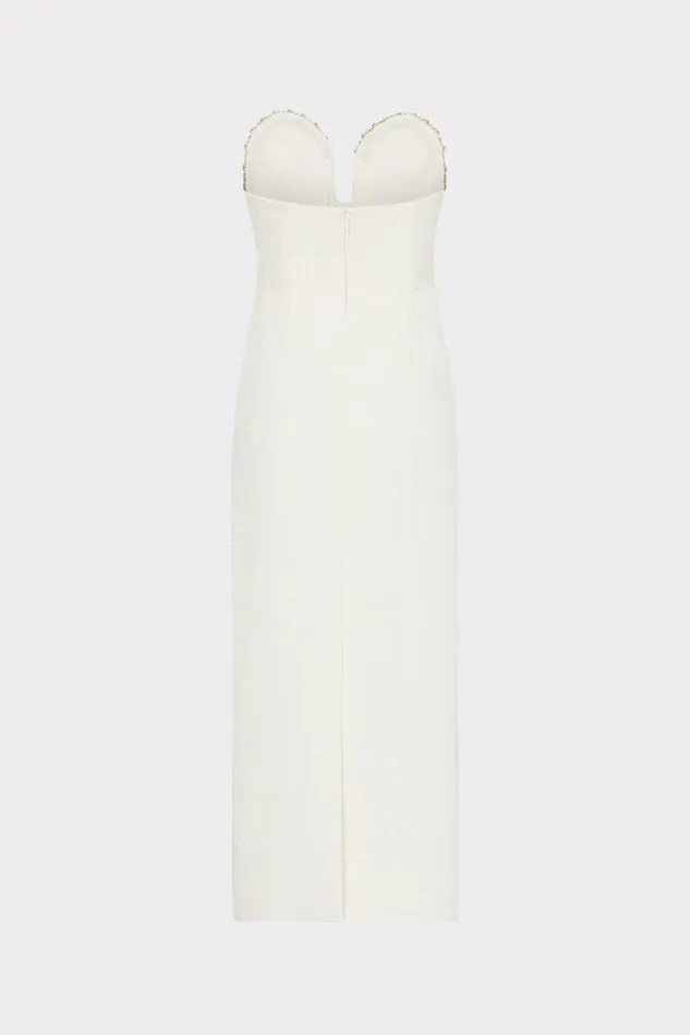 Milly Emelia Boucle Strapless Midi Dress Ecru Women Dresses Milly Emelia Boucle Strapless Midi Dress Ecru Women Dresses