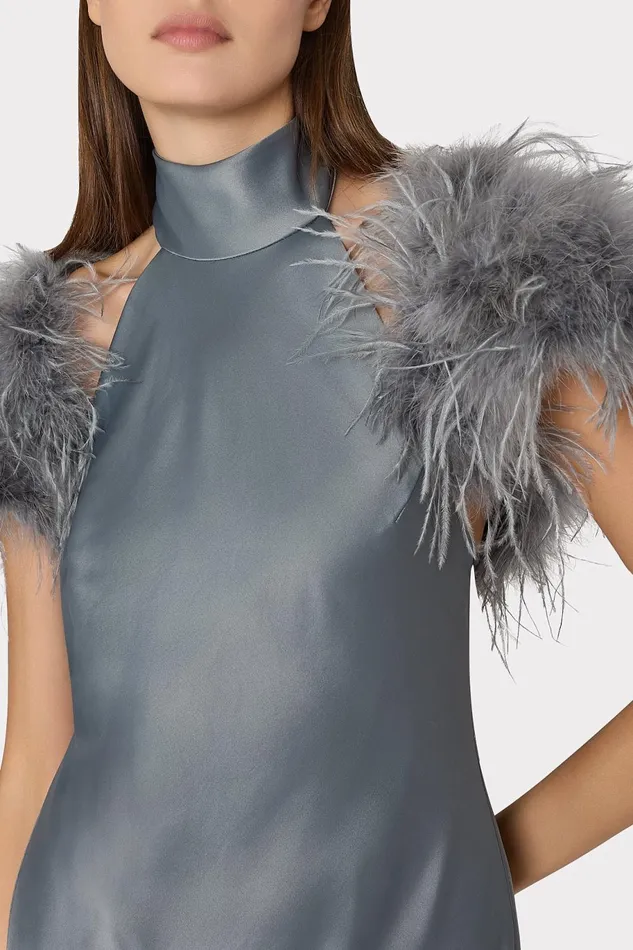 Milly Feather Bolero Pewter Women Coats and Jackets Milly Feather Bolero Pewter Women Coats and Jackets