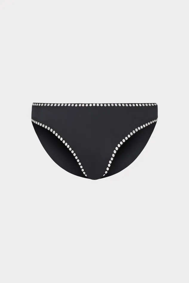 Milly Heat Set Embellishment Bikini Bottom Black Women Swim and Coverups