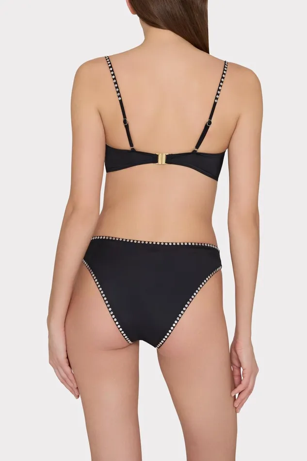 Milly Heat Set Embellishment Bikini Bottom Black Women Swim and Coverups Milly Heat Set Embellishment Bikini Bottom Black Women Swim and Coverups