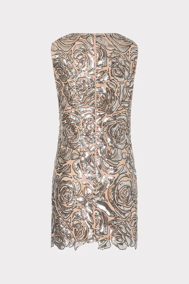 Milly Ivette Rose Sequins Shift Mini Dress Silver Women Dresses Milly Ivette Rose Sequins Shift Mini Dress Silver Women Dresses
