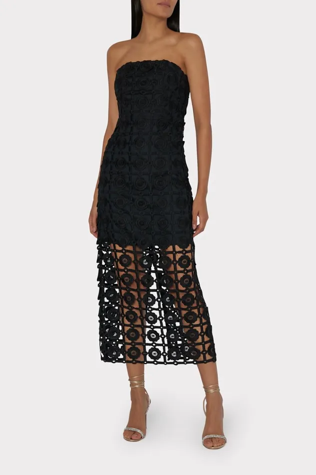 Milly Kait Tile Lace Dress Black Women Dresses