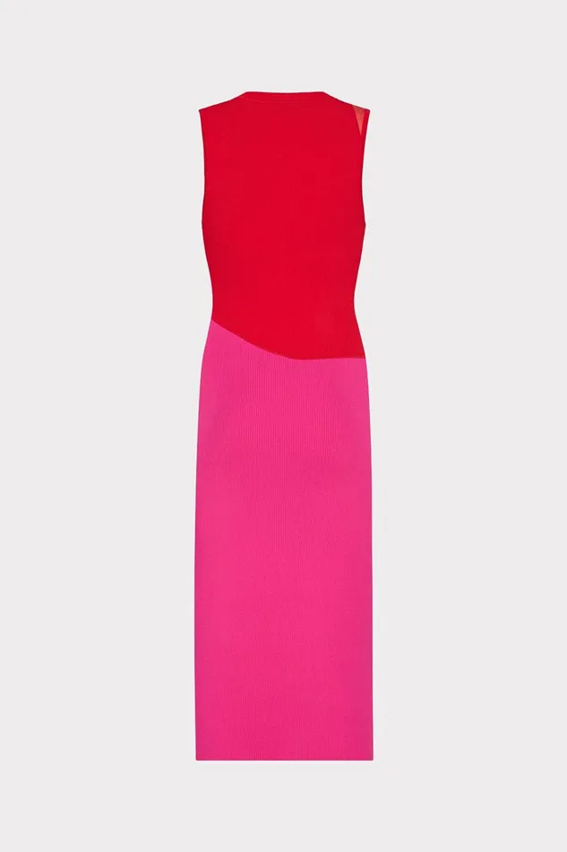Milly Kyle Color Block Knit Midi Dress Pink Multi Women Dresses Milly Kyle Color Block Knit Midi Dress Pink Multi Women Dresses
