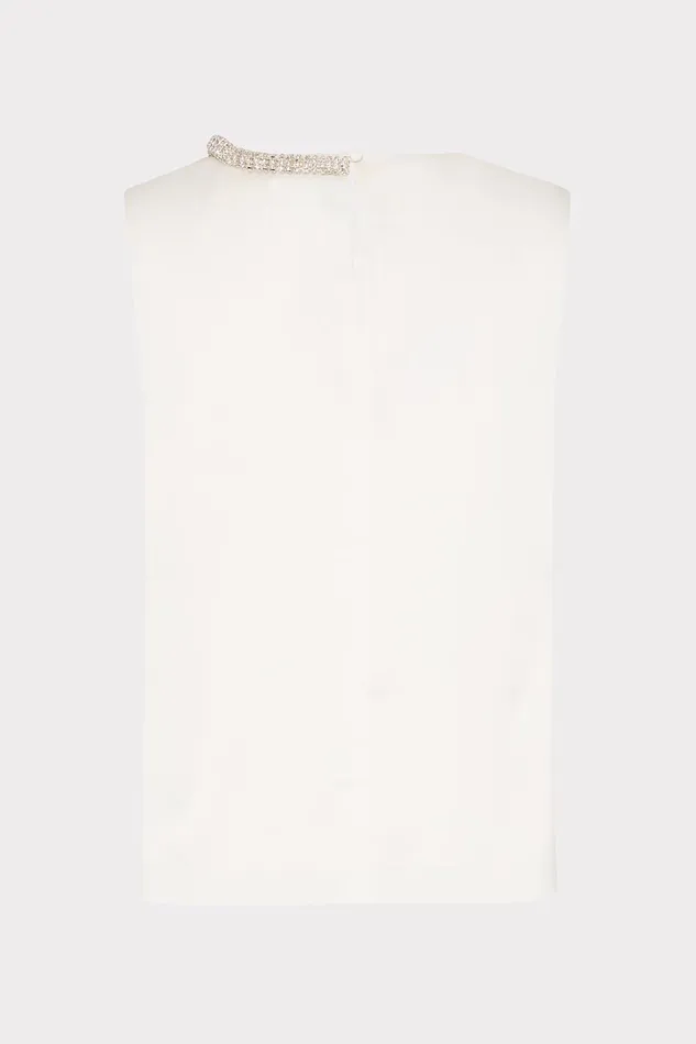 Milly Lily Satin Crystal Embellished Top Ecru Women Tops Milly Lily Satin Crystal Embellished Top Ecru Women Tops