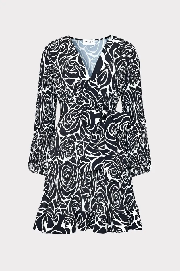 Milly Liv Black Rose Pleated Dress Black Rose Women Dresses